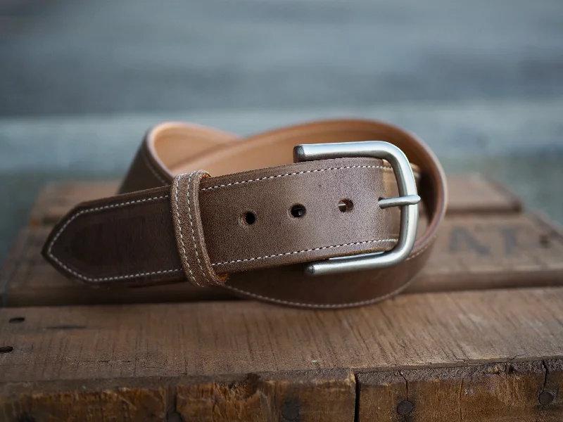 wide leather waist belt with adjustable buckle -1.5" Natural Chromexcel Semi Dress Belt