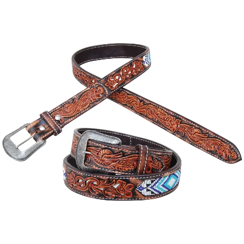 belt with bold silver accents for jeans -Men's Circle Y Western Belt #2011-BT