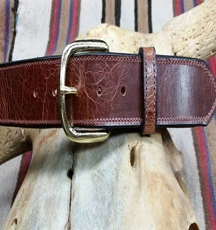 wide leather waist belt with simple design for jeans -Men's Visalia Stock Saddle Western Belt #311-06BRN