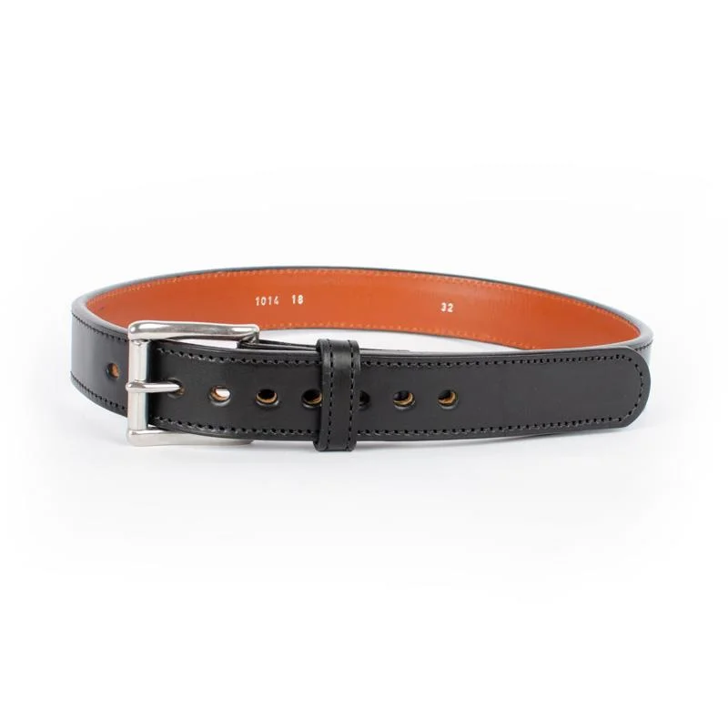 leather waist belt with gold buckle for jeans -911 Supply 1.5" Stitched Steel Core (Black)