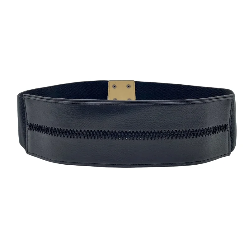 casual waist belt with large buckle for business trousers -ANA - Women's Black Stretch Belt