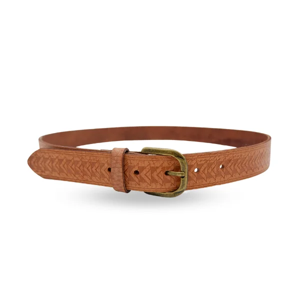 belt with smooth leather finish for casual trousers -AYR - Women's Plus Size Vintage Geometric Genuine Leather Belt