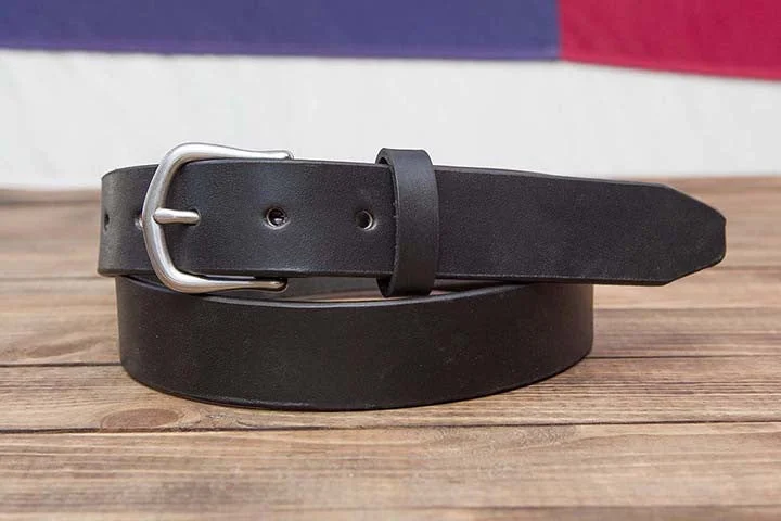 leather waist belt for office skirts with sleek design -1.25" | Black Leather Belt