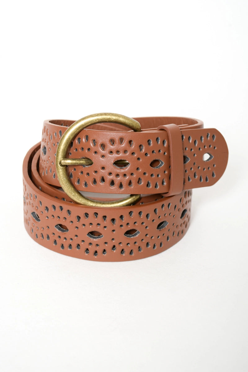 premium waist belt with adjustable buckle for jeans -Bohemian Eyelet Belt