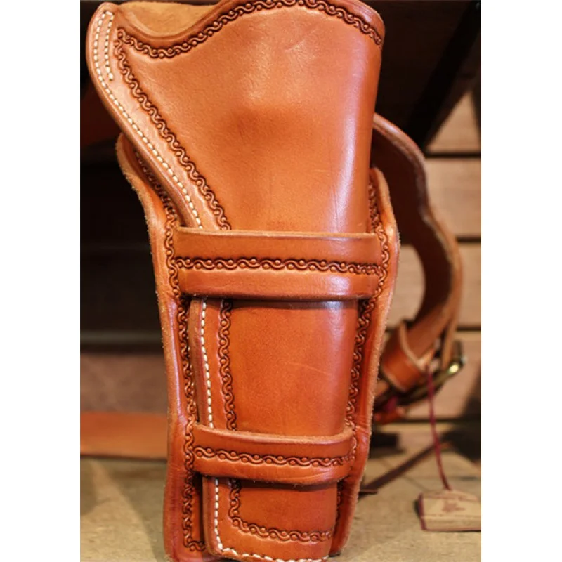 leather waist belt for casual wear with embossed buckle -Border Stamped Gunbelt & Holster