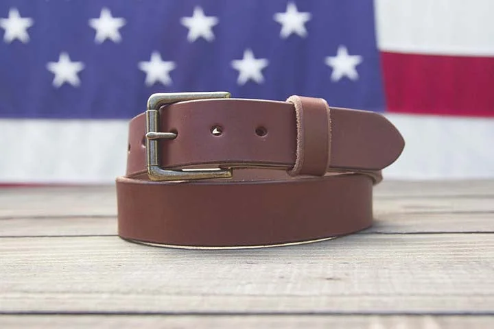 belt for women’s office wear with minimalist buckle -1.5" | Brown Leather Belt