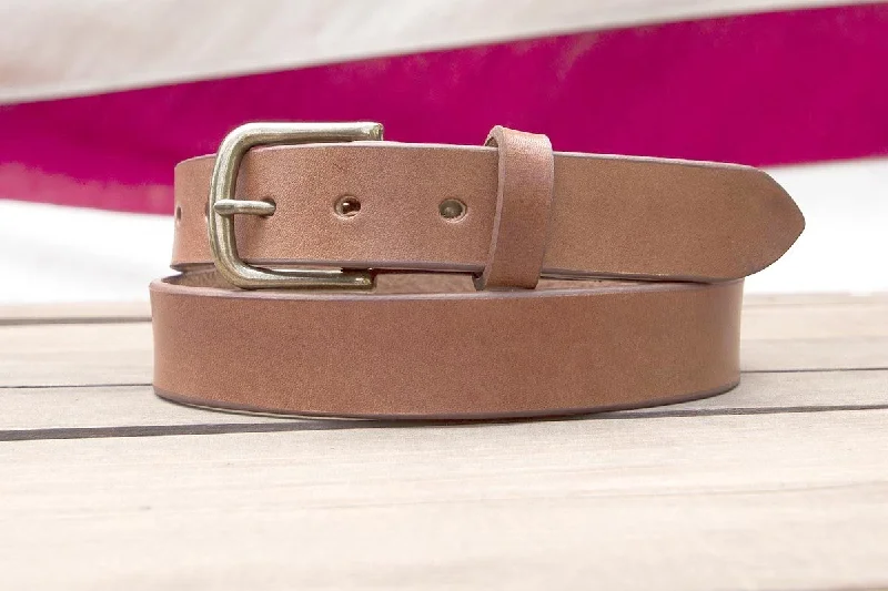 comfortable waist belt with adjustable buckle for skirts -1.25" | Buck Brown Leather Belt