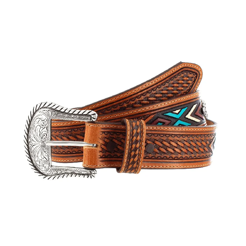 belt for men’s jeans with bold buckle -Men's Justin Western Belt #C14134