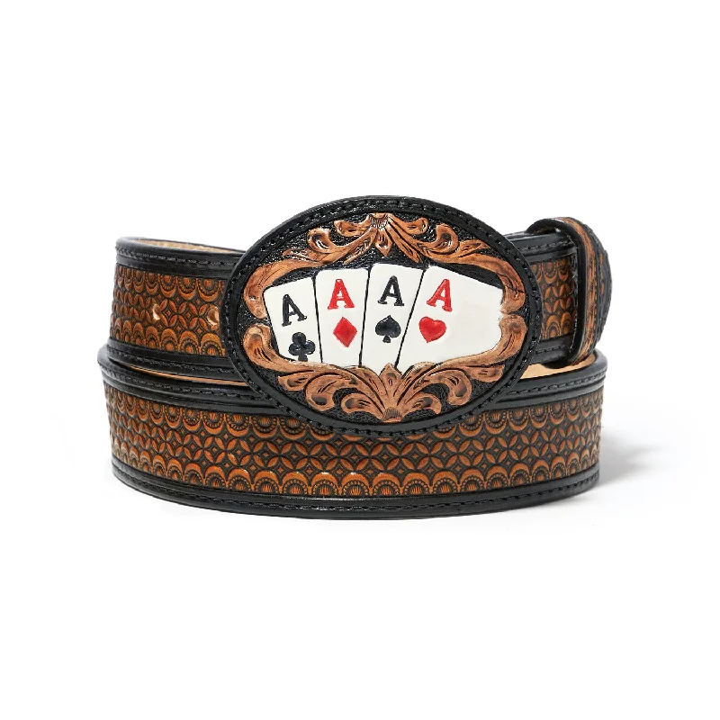 premium waist belt for high-waisted pants -Men's Tony Lama Lucky Aces Western Belt #C42883