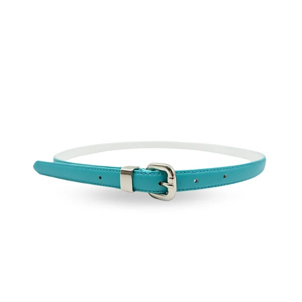 wide waist belt for trendy office wear -CARRIE - Womens Turquoise Aqua Blue Genuine Leather Belt with Silver Buckle