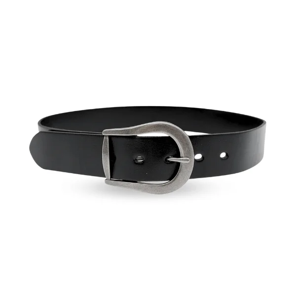 belt with chain detailing for trendy outfits -CATALINA - Women's Black Genuine Leather Belt