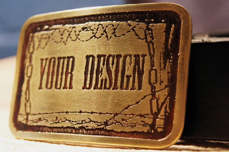 belt with metallic finish for casual jeans -Custom Belt Buckle