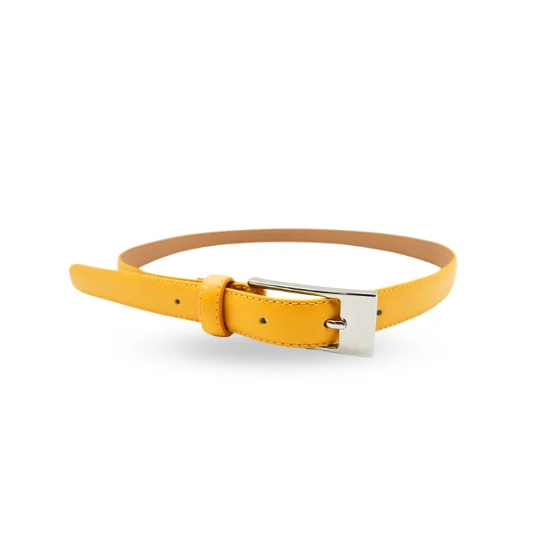 leather waist belt with adjustable closure for trousers -DEANEEN - Women's Yellow Genuine Leather Belt