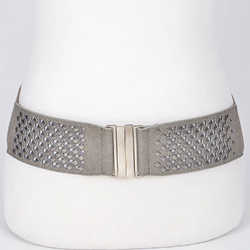 casual waist belt for office pants with decorative buckle -Elastic Gray Fashion Belt