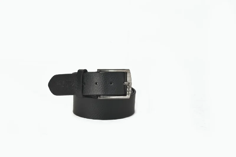 leather waist belt for casual dress pants -Formal Belt 35205 (BLACK)