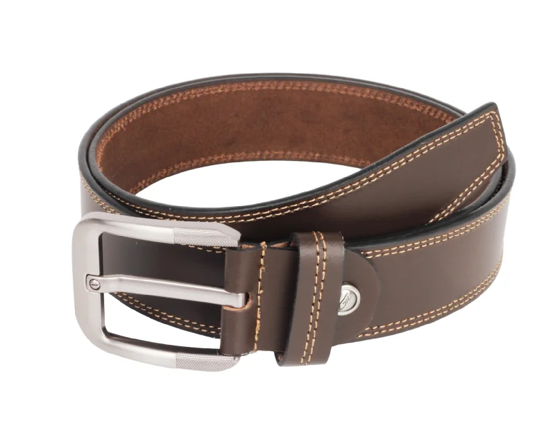 leather waist belt with minimalist buckle for skirts -Mens Formal leather Belt 54761 (BR)