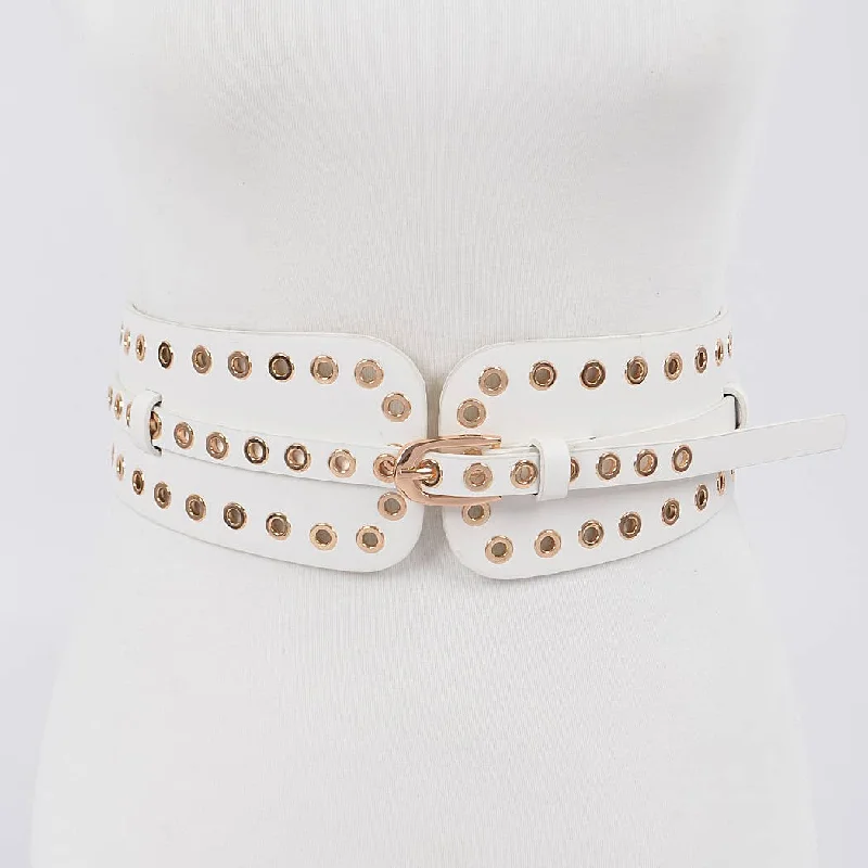 trendy waist belt with square buckle for skirts -Eyelet Waist Belt