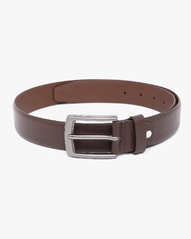 belt with wide buckle for office trousers -Men Geniune Leather Brown Belts