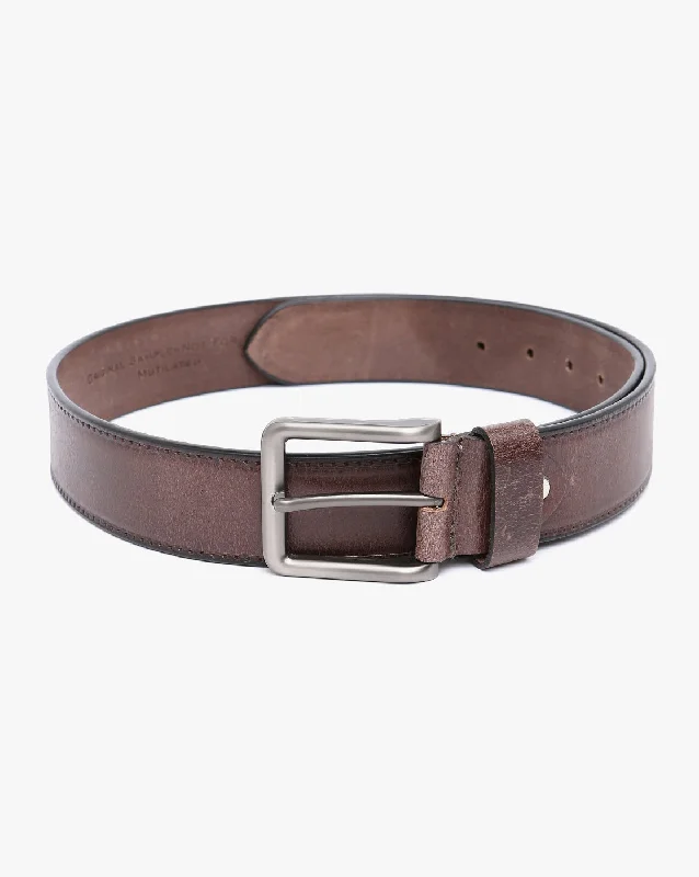 belt for casual trousers with vintage buckle -Men Genuine Leather Coffee Belts