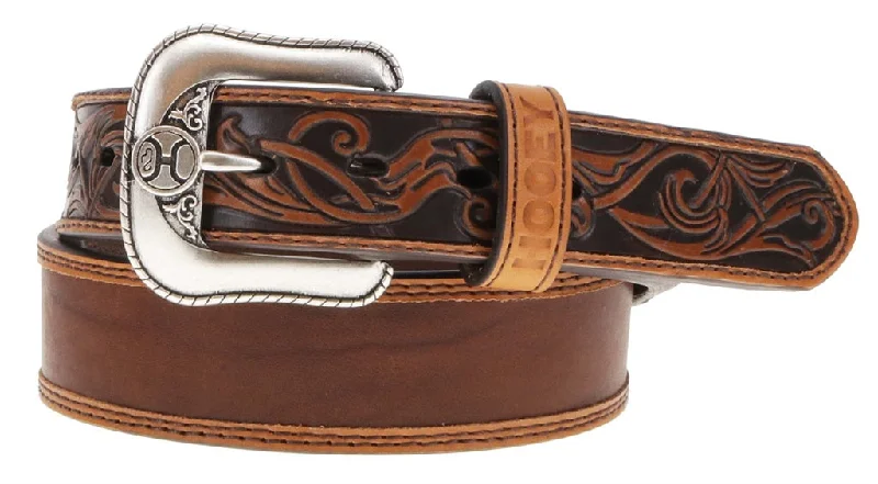 leather waist belt for office skirts with bold buckle -Men's Hooey Ranchero Western Belt #HMBLT029