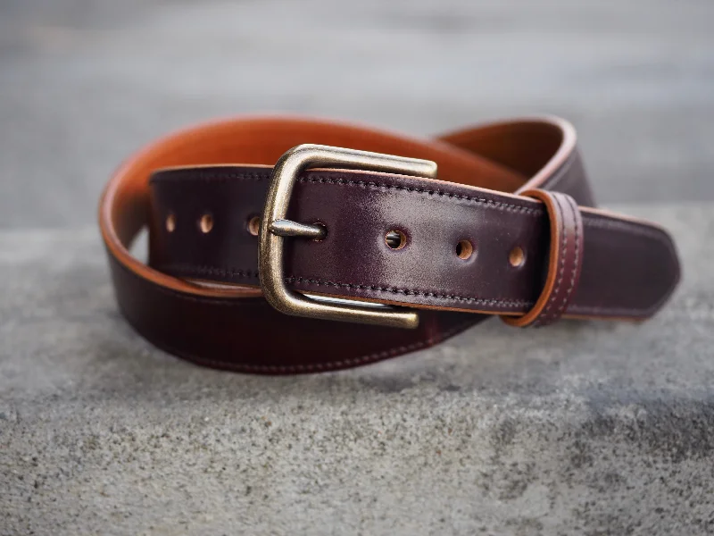 leather waist belt with chic clasp for skirts -Horween Color 8 Shell Cordovan Belt