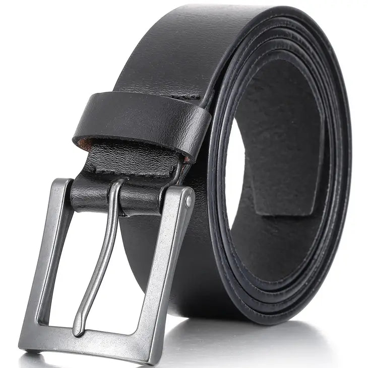 wide leather belt with studded buckle for jeans -Intrepid Casual Prong Belt