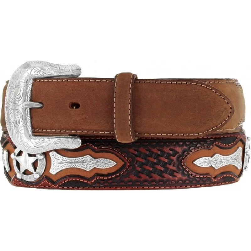 belt with minimalistic design for everyday outfits -Justin Men's Brown Odessa Star Leather Belt/C10765/X5425