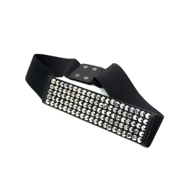 belt for high-waisted skirts with decorative buckle -LIA - Women's Black Elastic Belt