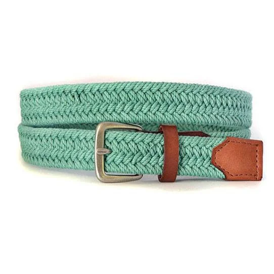 belt for jeans with embossed leather design -LOCK - Women  and Men Casual Green Cotton Webbing Belt