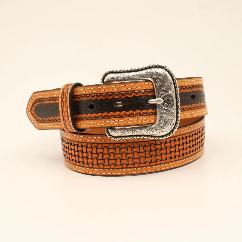 casual leather waist belt for business casual pants -Men's Ariat Western Belt #A1035848