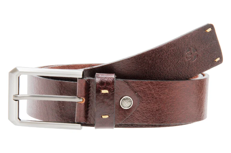 stylish leather belt with decorative design for casual outfits -MENS LEATHER CASUAL BELT 996425