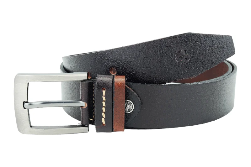 leather waist belt with simple clasp for jeans -MENS LEATHER CASUAL BELT 996431