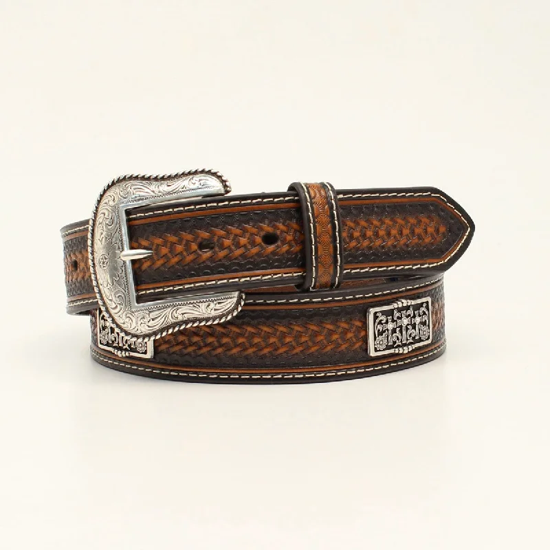 wide leather waist belt with modern buckle design -Men's Nocona Western Belt #N210002502