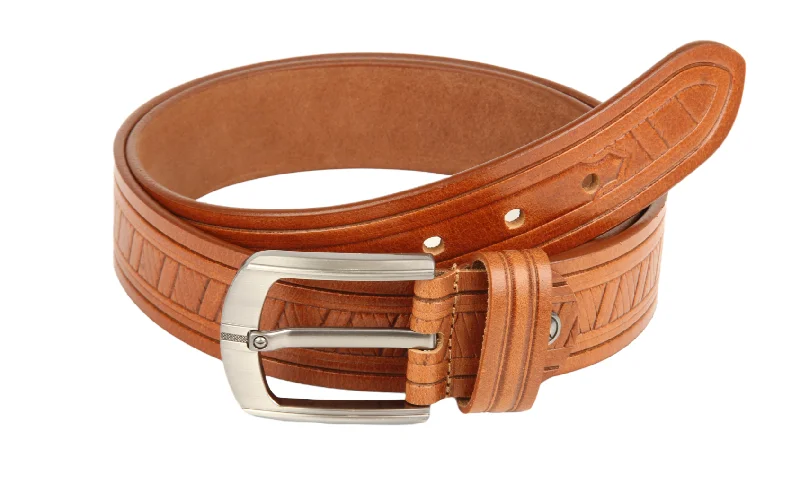 slim waist belt for office skirts with buckle -Mens Premium Casual leather Belt 54762