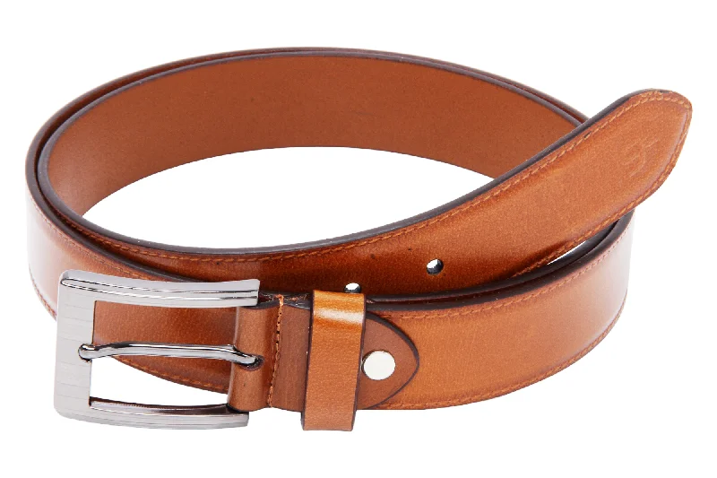 adjustable leather waist belt with patterned buckle -Mens Premium Casual leather Belt 998605