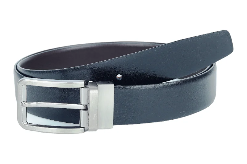 leather waist belt with chic clasp for skirts -Mens Premium Reversible leather Formal Belt 57406