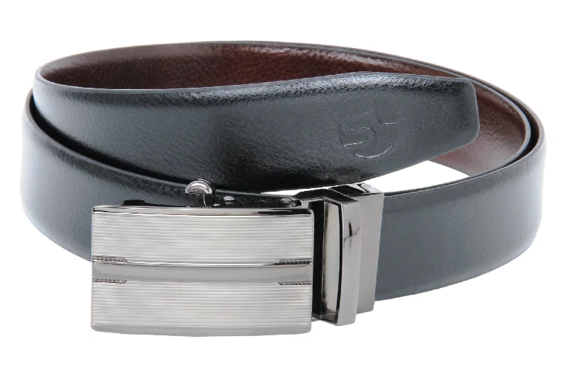 belt for casual pants with chic details -Mens Premium Reversible leather Formal Belt 998602