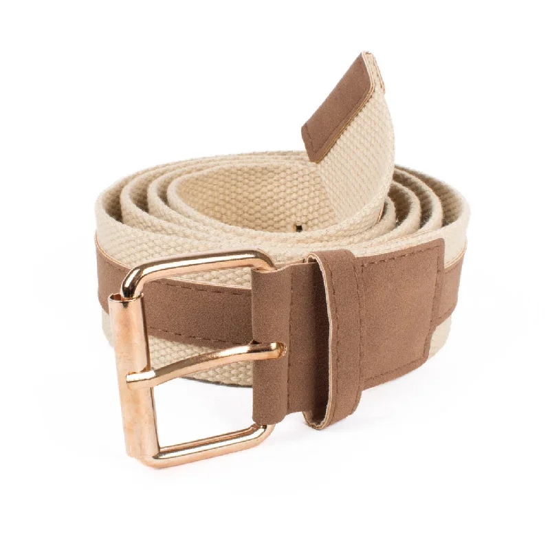 wide leather belt with elegant design for casual wear -Men's Striped Twill Canvas Casual Belt