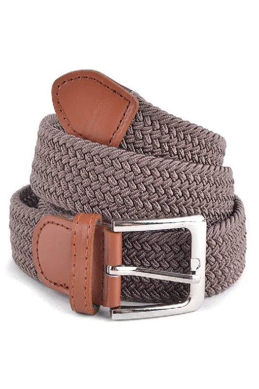 leather waist belt with unique texture for skirts -Men's Stretch Braided Woven Belt