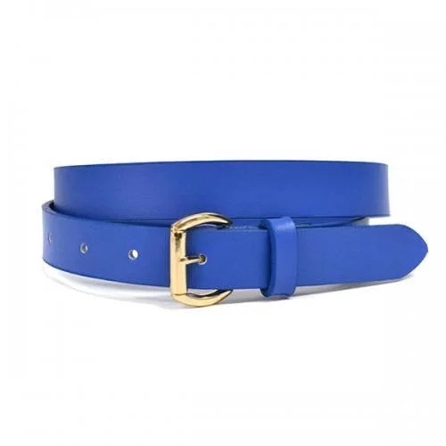 leather waist belt for formal office skirts -MYRA - Womens Blue Genuine Leather Belt