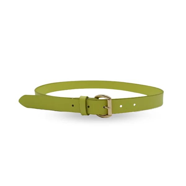 belt with embossed buckle for casual wear -MYRA - Womens Green Genuine Leather Belt Clearance