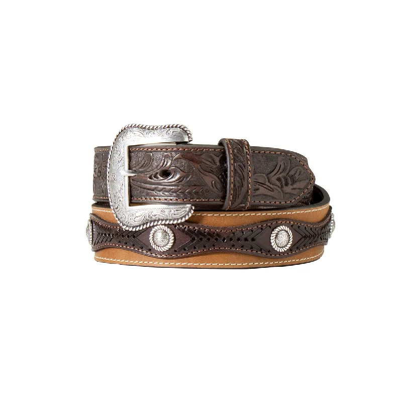 leather waist belt for casual wear with embossed buckle -Men's Nocona Western Belt #N210001102