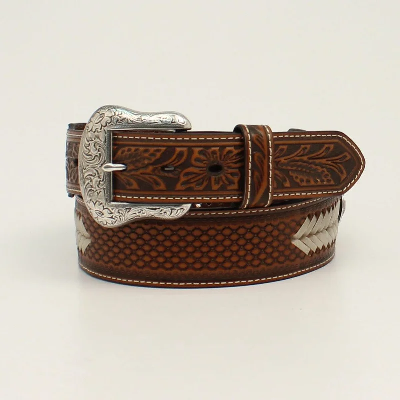 leather waist belt with silver clasp for business wear -Men's Nocona Western Belt #N210004208