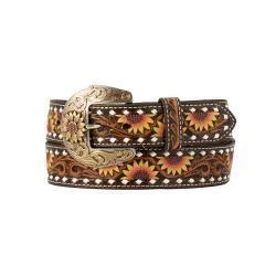 leather waist belt with gold accents for skirts -Women's Nocona Western Belt #N320006797