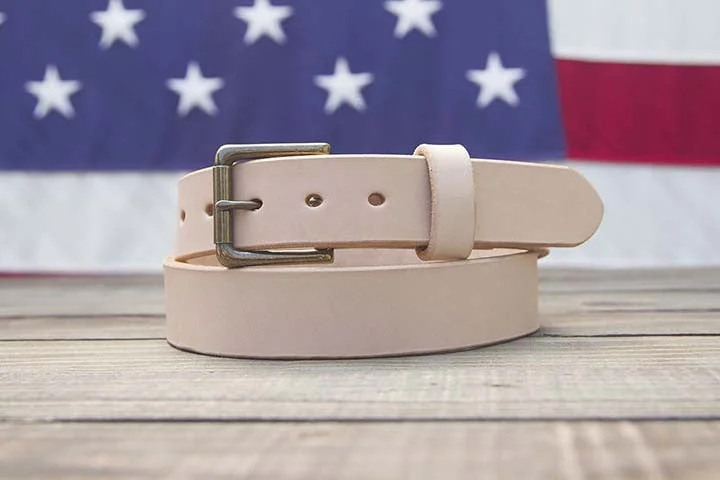 leather waist belt with stylish buckle for casual jeans -1.5" | Natural Leather Belt