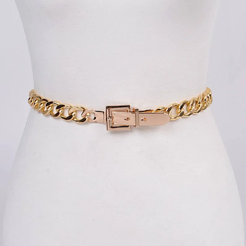 belt with subtle buckle design for casual skirts -Chain Linked Belt