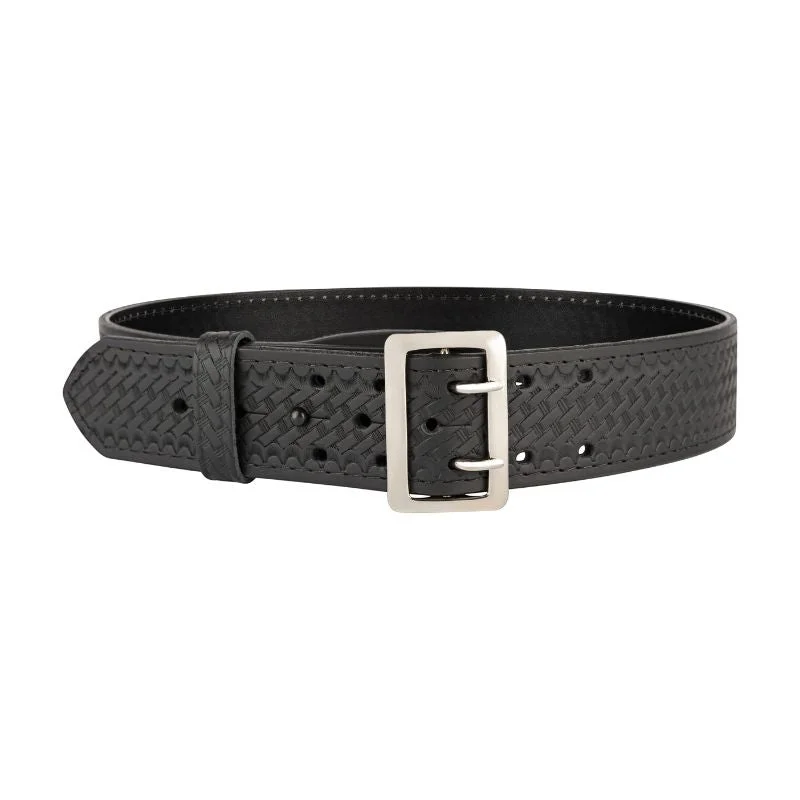 casual leather belt with large buckle for work trousers -Perfect Fit 2.25'' Sam Browne Leather Belt | Basket Weave