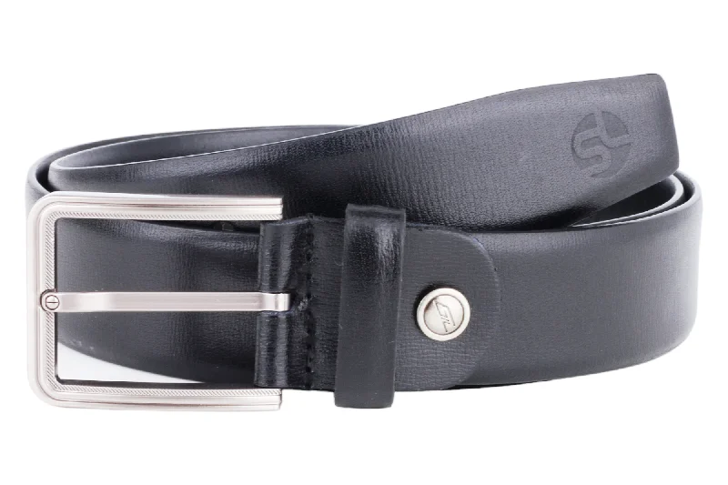 leather waist belt for casual skirts with wide buckle -Premium Mens Formal leather Belt 57409