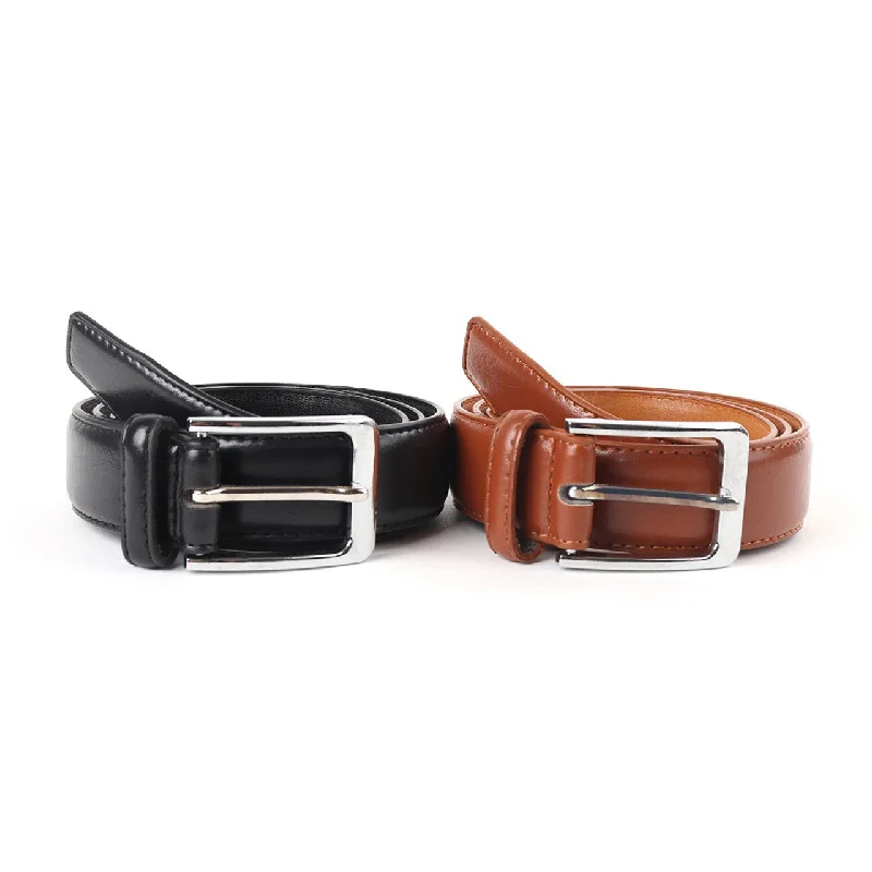 belt for casual jeans with modern buckle design -Solid Faux Leather Men's Belt