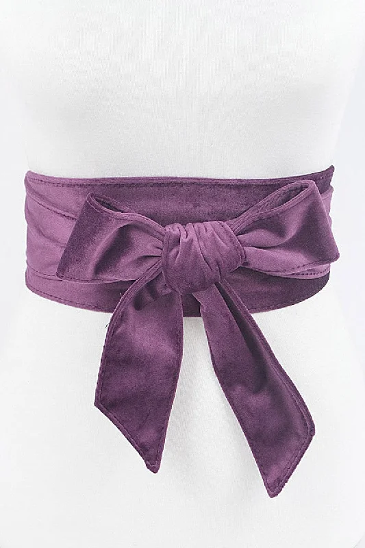 leather waist belt for office skirts with decorative buckle -Velvet Kimono Belt